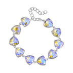 Simulated Mystic White Austrian Crystal Triangle Bracelet (Size - 7.5)