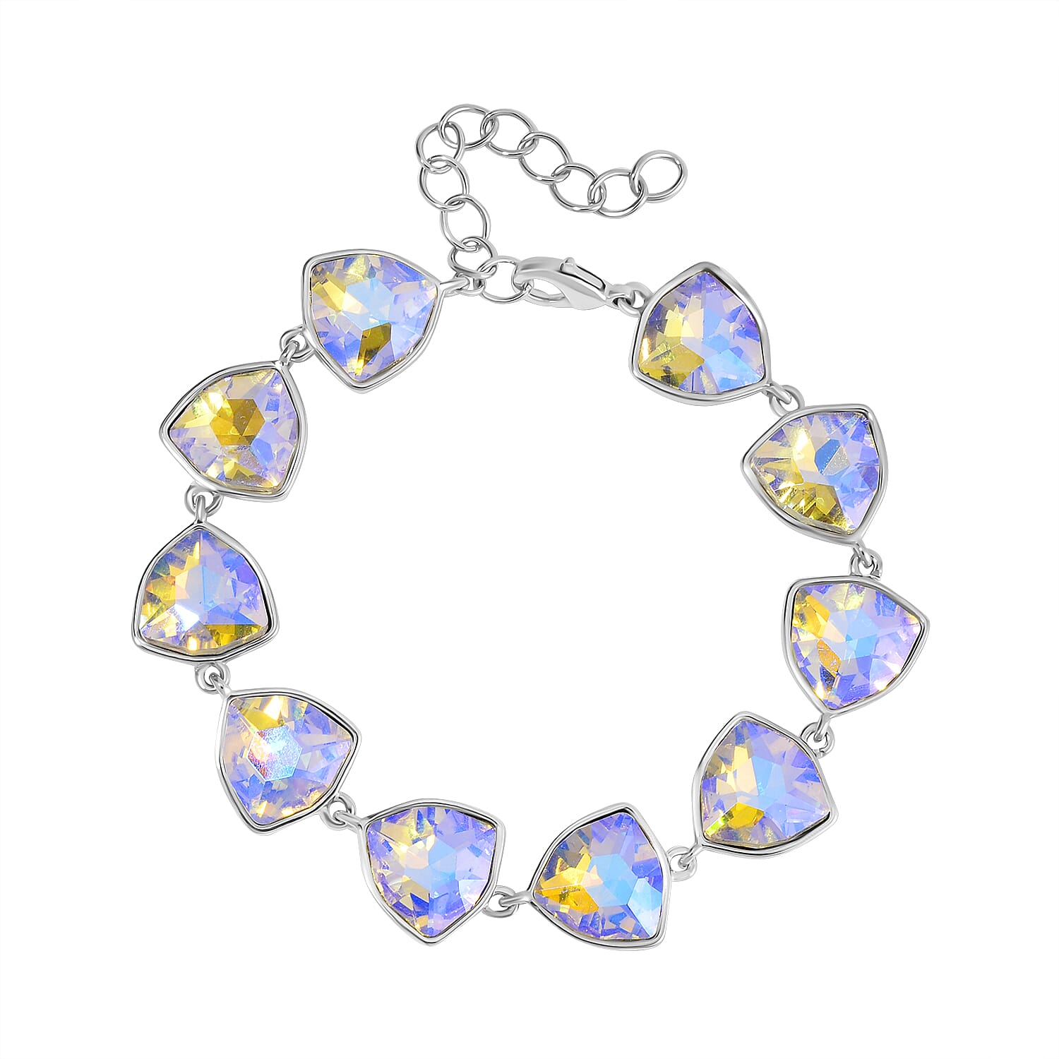 Simulated Mystic White Austrian Crystal Triangle Bracelet (Size - 7.5) 7713520 0
