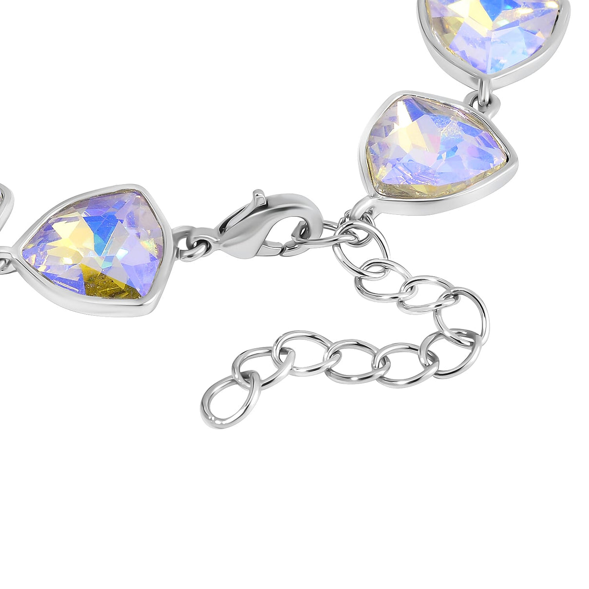 Simulated Mystic White Austrian Crystal Triangle Bracelet (Size - 7.5) 7713520 2