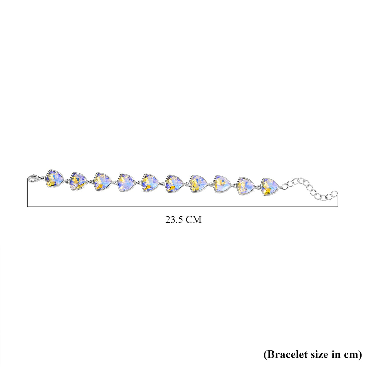 Simulated Mystic White Austrian Crystal Triangle Bracelet (Size - 7.5) 7713520 3