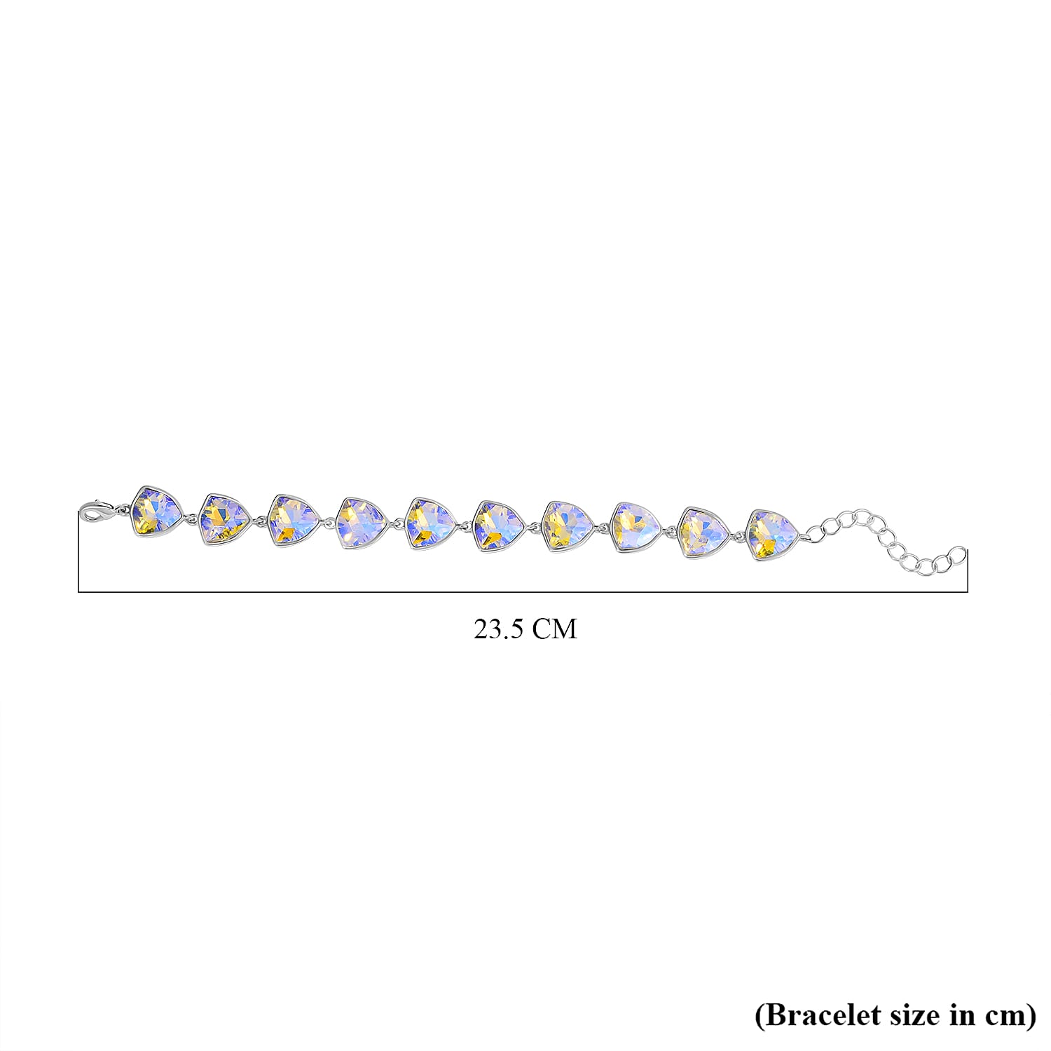 Simulated Mystic White Austrian Crystal Triangle Bracelet (Size - 7.5) 7713520 3