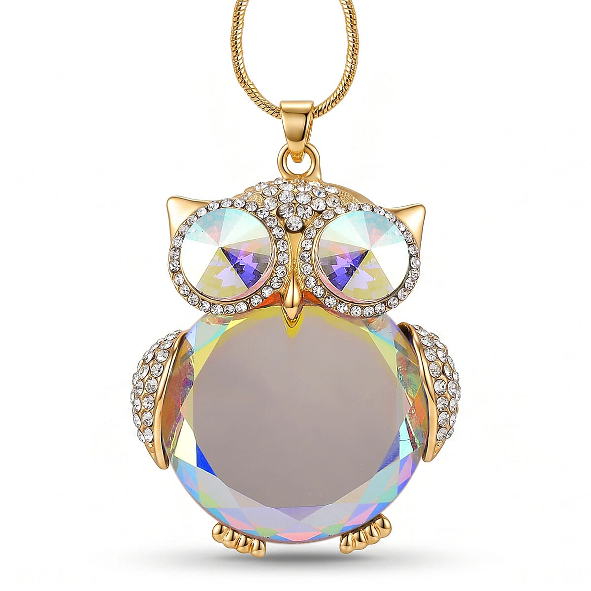 Mystic &amp; White Crystal Owl Pendant With Snake Necklace (Size - 28-2 Ext) With Lobster Clasp 8375348 0