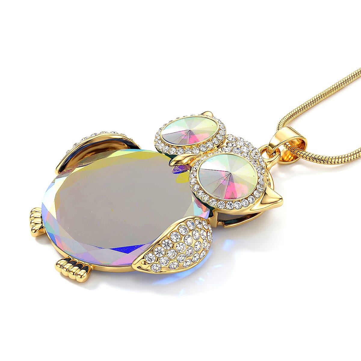 Mystic &amp; White Crystal Owl Pendant With Snake Necklace (Size - 28-2 Ext) With Lobster Clasp 8375348 4