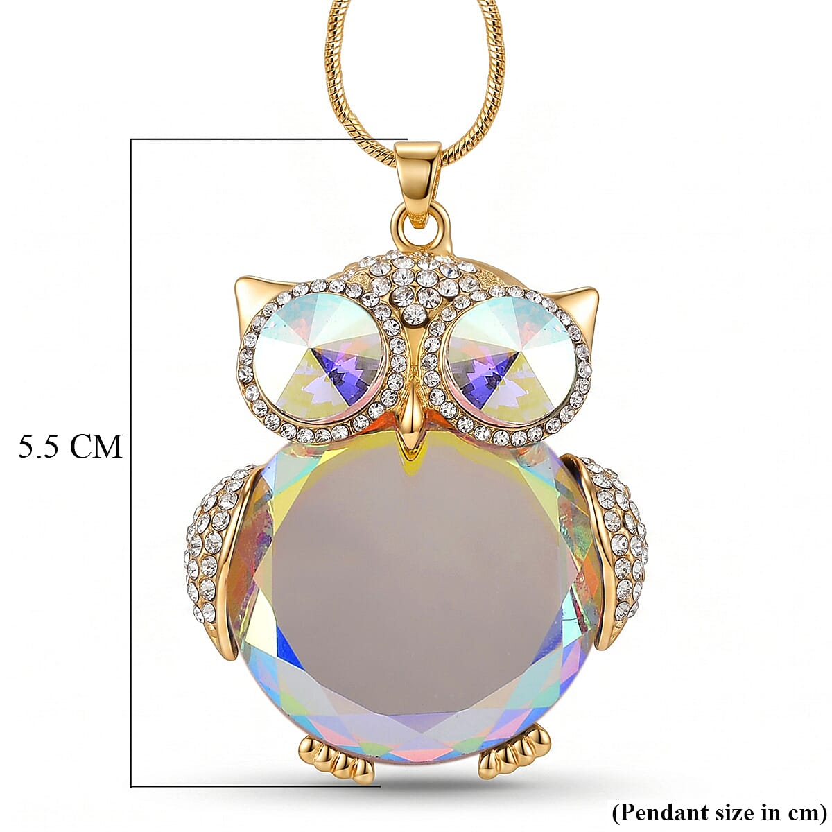 Mystic &amp; White Crystal Owl Pendant With Snake Necklace (Size - 28-2 Ext) With Lobster Clasp 8375348 7