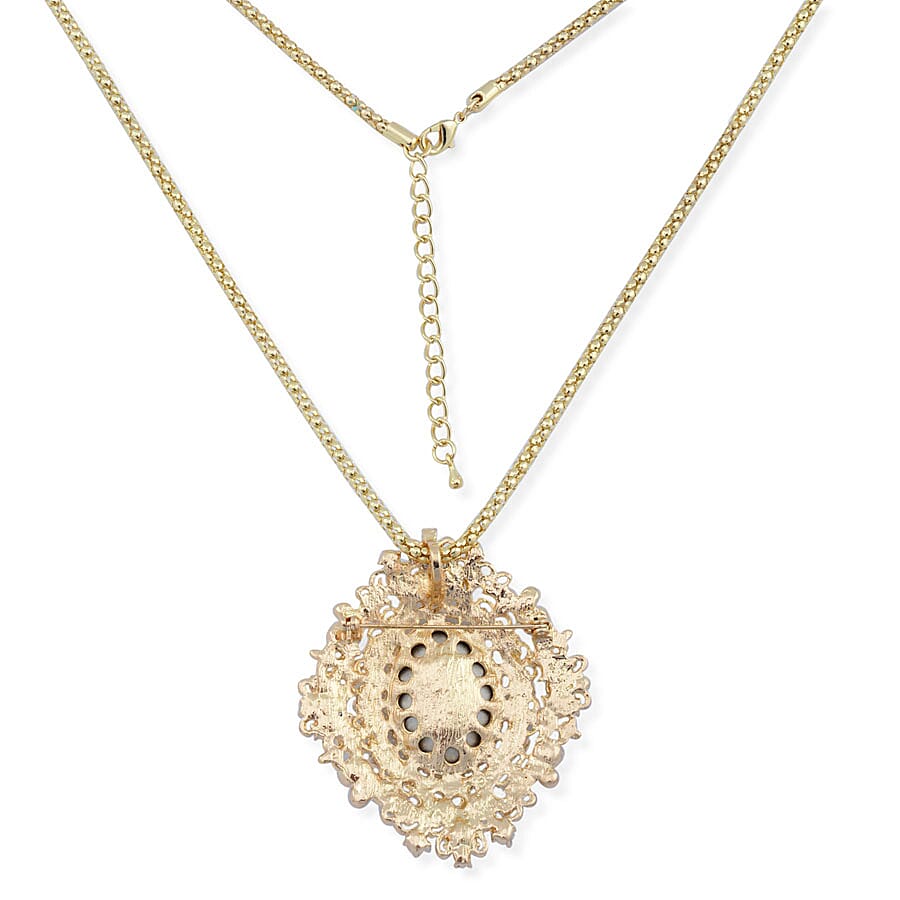 Simulated Mystic White Crystal Pendant with Chain (Size - 24-2) in Yellow Gold Tone 4322383 4