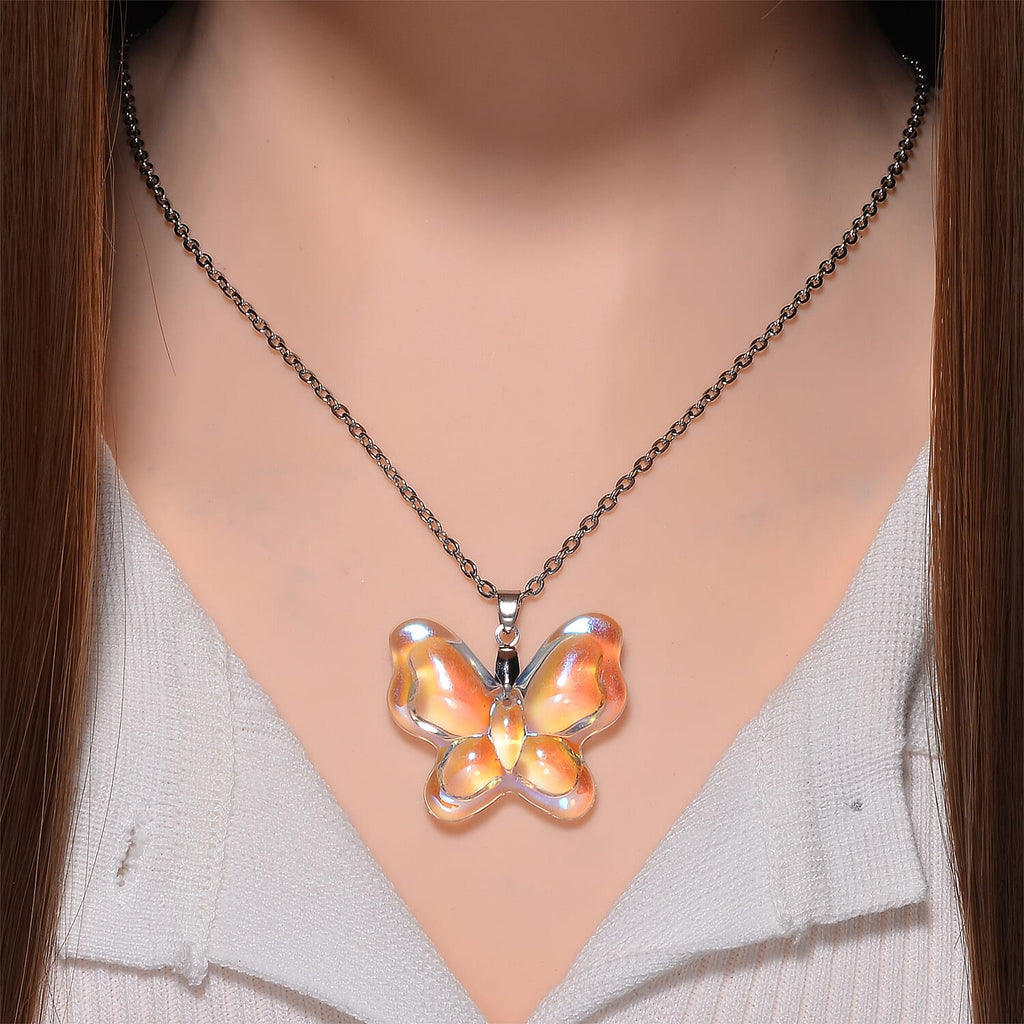 Simulated Mystic White Crystal Pendant with Chain (Size 24)