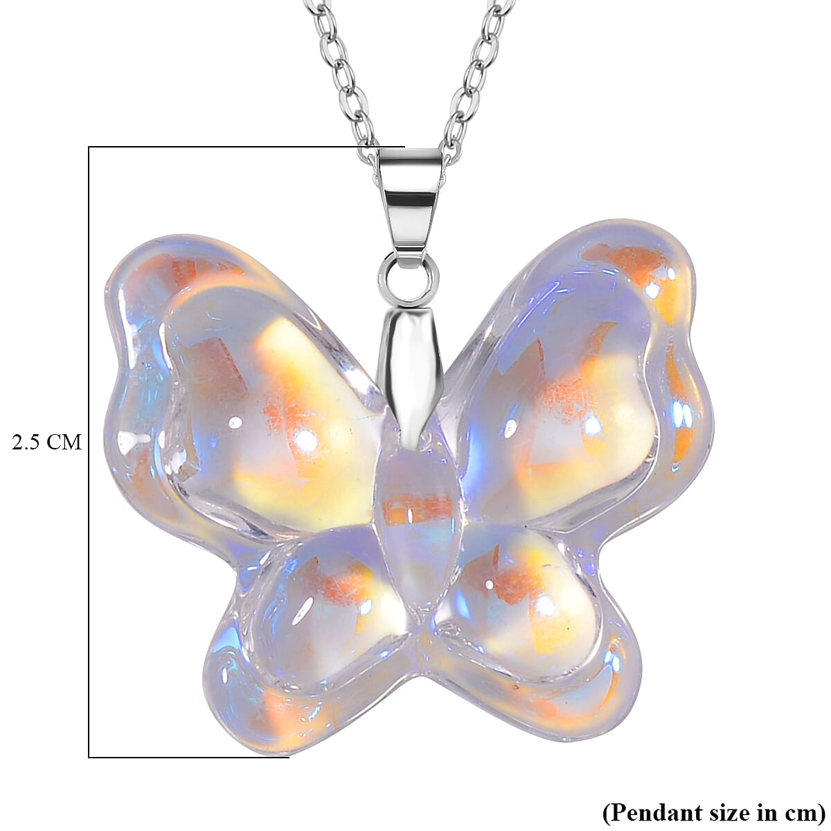 Simulated Mystic White Crystal Butterfly Pendant with Chain (Size 24) 4273815 5