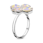 Simulated Mystic White Austrian Crystal Floral Ring