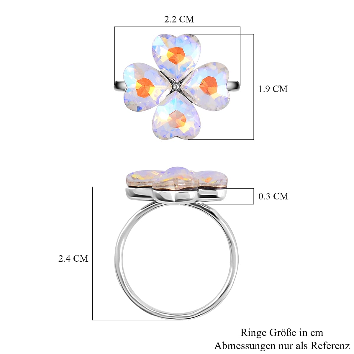 Simulated Mystic White Austrian Crystal Floral Ring 7713538 5