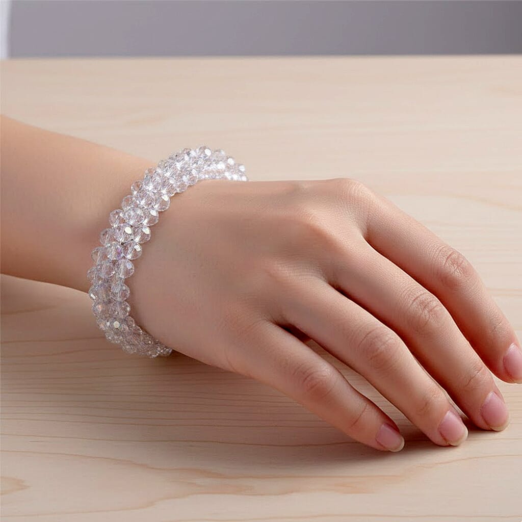 Mystic White Crystal Stretchable Bracelet (Size - 7 to 7.5) V32373745 3