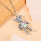 Simulated Mystic White Austrian Crystal, White & Black Austrian Crystal Teddy Necklace (Size - 24)