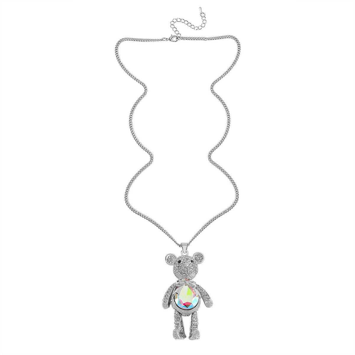 Simulated Mystic White Austrian Crystal, White &amp; Black Austrian Crystal Teddy Necklace (Size - 24) 7684579 3