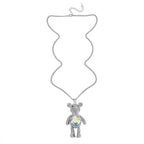 Simulated Mystic White Austrian Crystal, White & Black Austrian Crystal Teddy Necklace (Size - 24)