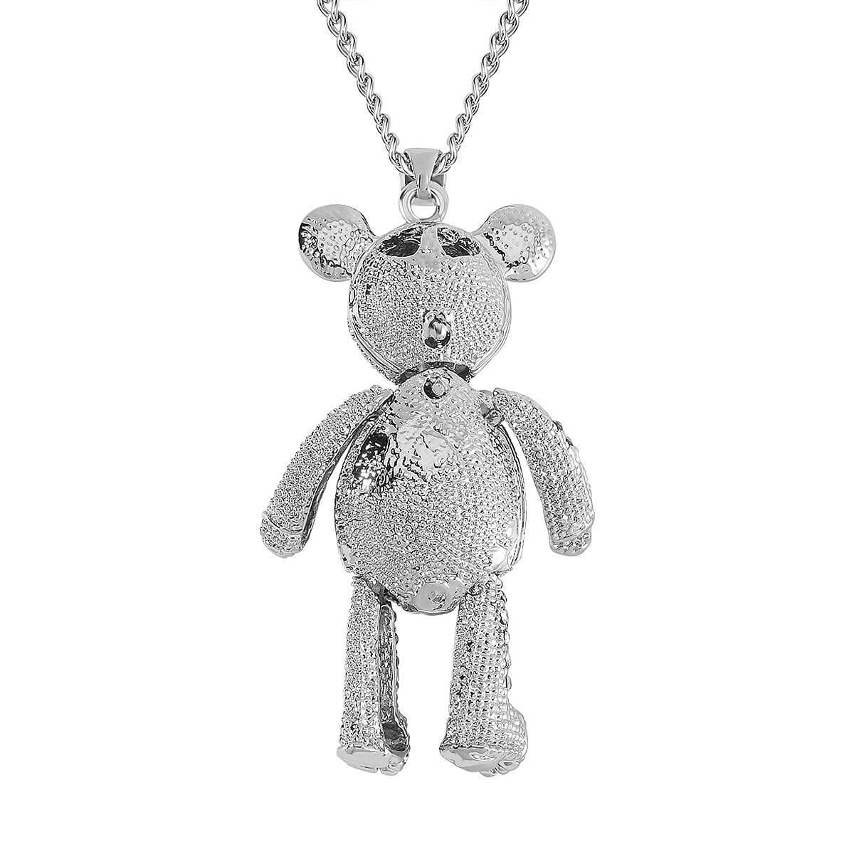 Simulated Mystic White Austrian Crystal, White &amp; Black Austrian Crystal Teddy Necklace (Size - 24) 7684579 5
