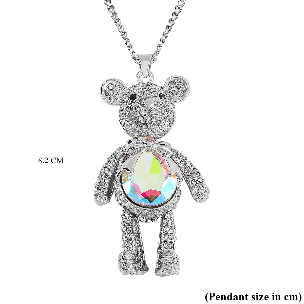 Simulated Mystic White Austrian Crystal, White &amp; Black Austrian Crystal Teddy Necklace (Size - 24) 7684579 7