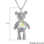 Simulated Mystic White Austrian Crystal, White & Black Austrian Crystal Teddy Necklace (Size - 24)