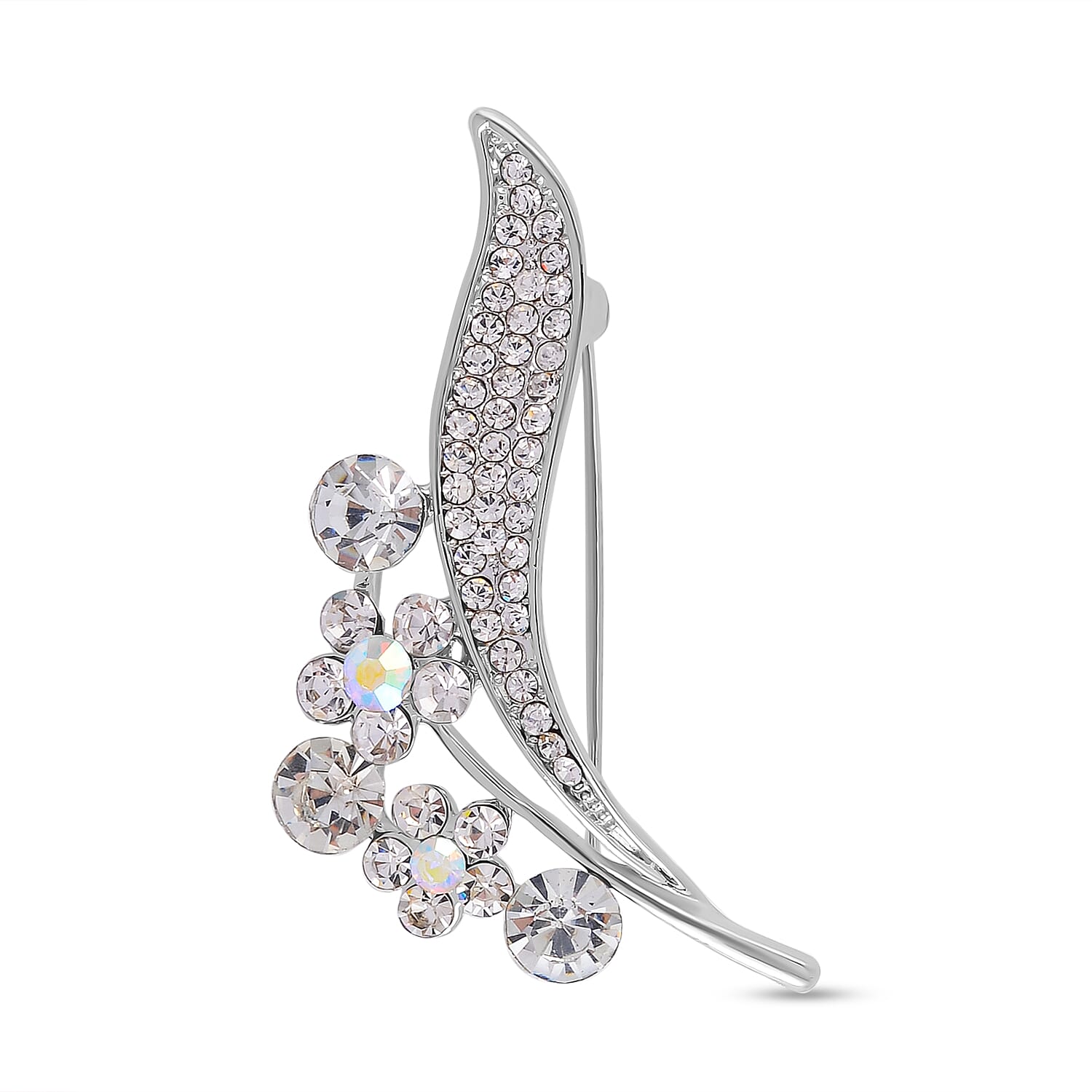 Vine and Leaf Motif Crystal Brooch 7639836 0