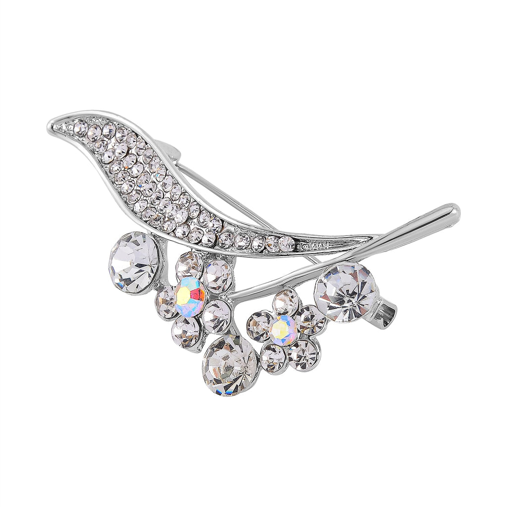 Simulated Mystic White Crystal & White Crystal Brooch