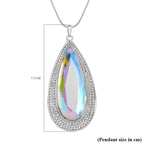 Simulated Mystic White Austrian Crystal & White Austrian Crystal Drop Necklace (Size - 28) in Silver Tone