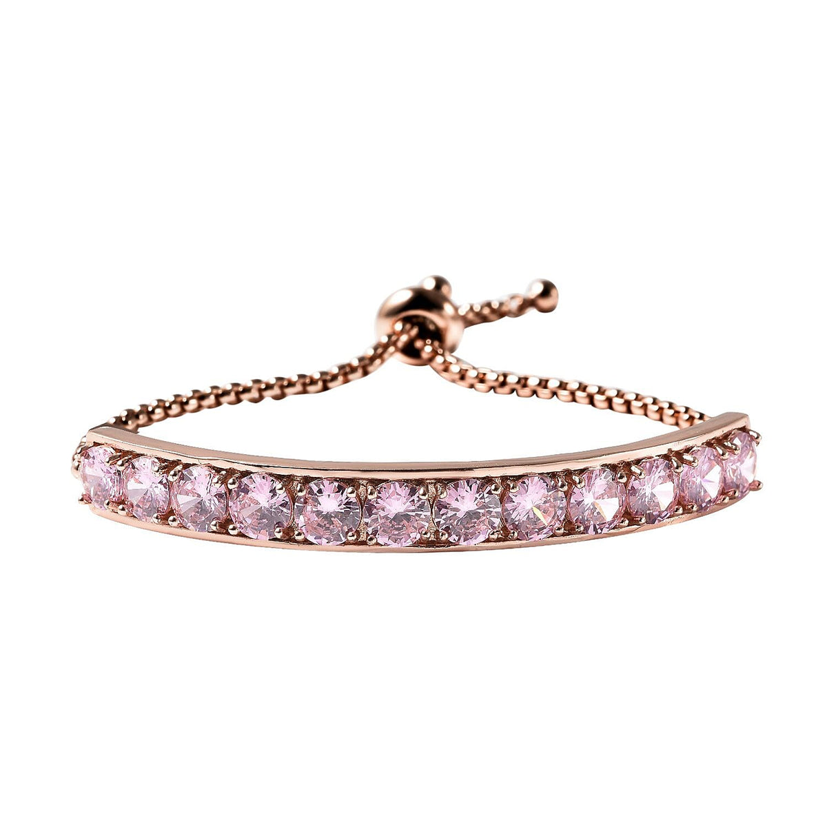 Simulated Pink Sapphire Bracelet (Size 6-8 inch Adjustable ) in Rose Gold Tone 6306370 0