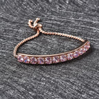 Simulated Pink Sapphire Bracelet (Size 6-8 inch Adjustable ) in Rose Gold Tone