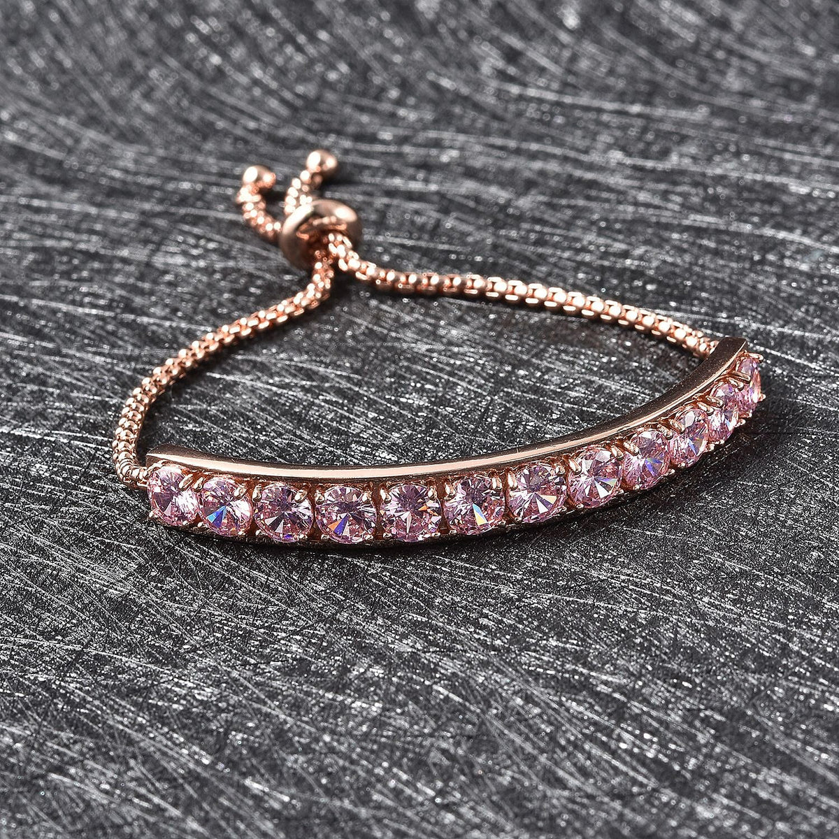 Simulated Pink Sapphire Bracelet (Size 6-8 inch Adjustable ) in Rose Gold Tone 6306370 2