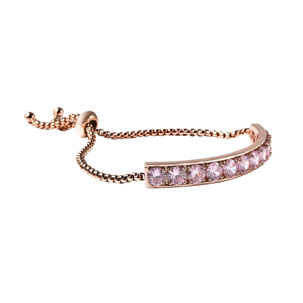 Simulated Pink Sapphire Bracelet (Size 6-8 inch Adjustable ) in Rose Gold Tone 6306370 3