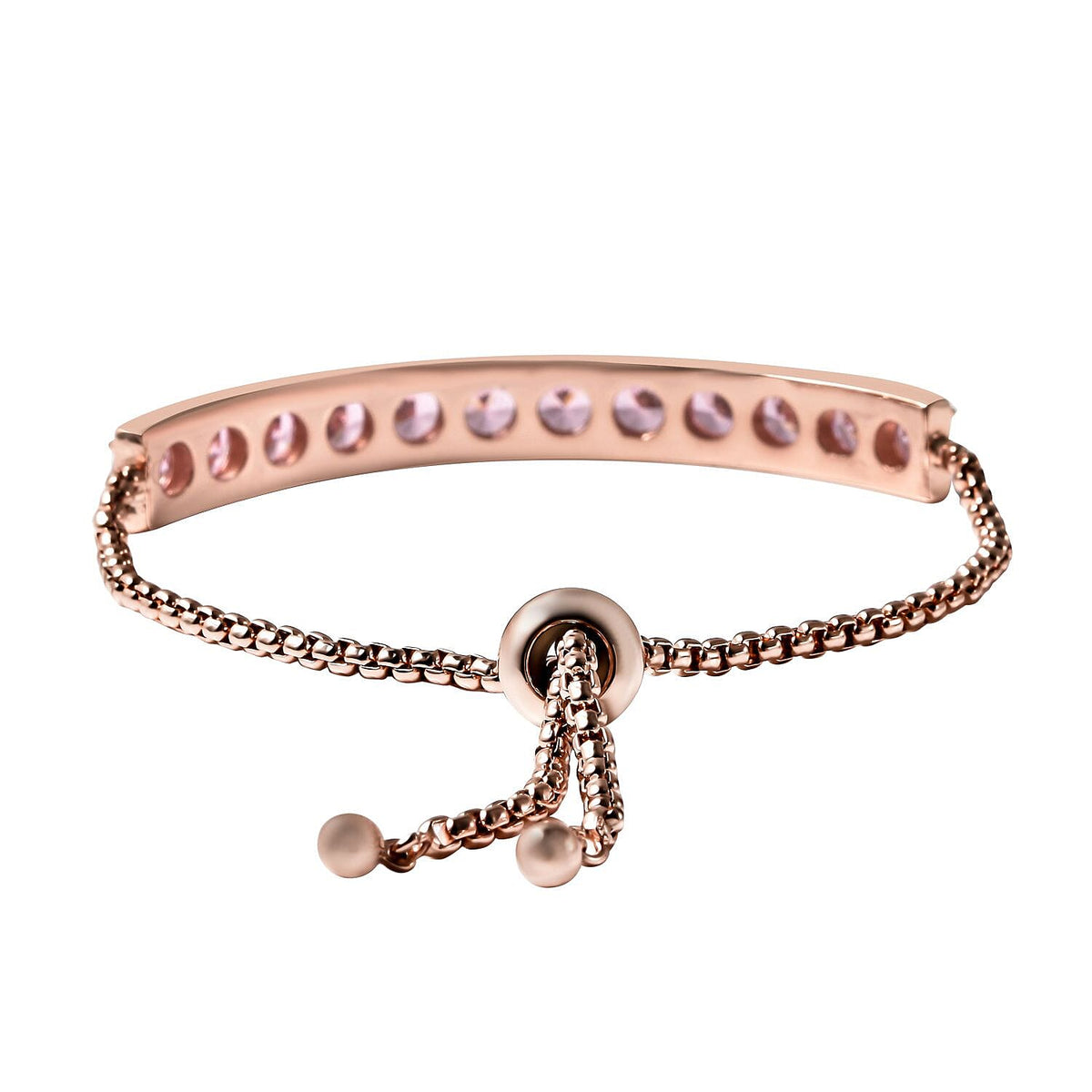 Simulated Pink Sapphire Bracelet (Size 6-8 inch Adjustable ) in Rose Gold Tone 6306370 4