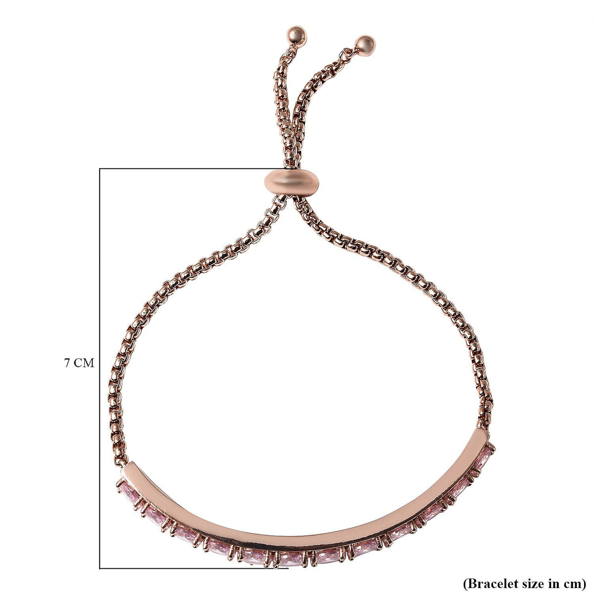 Simulated Pink Sapphire Bracelet (Size 6-8 inch Adjustable ) in Rose Gold Tone 6306370 6