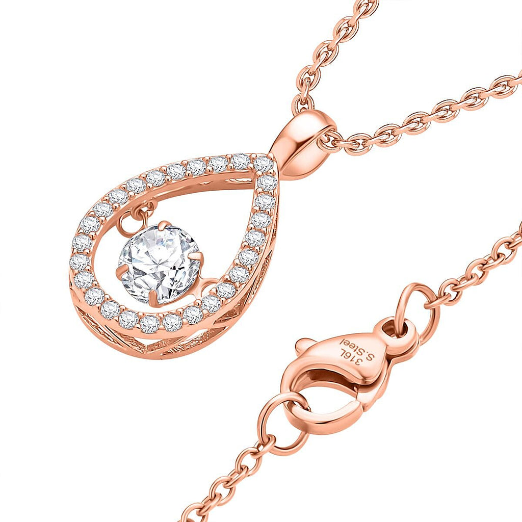 Simulated Pink Sapphire Sterling Silver Pendant with Stainless Steel Chain (Size 20) in Rose Gold Tone