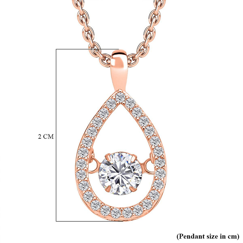Simulated Pink Sapphire Sterling Silver Pendant with Stainless Steel Chain (Size 20) in Rose Gold Tone