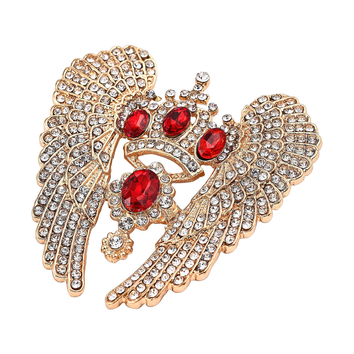 Simulated Red Topaz and White Austrian Crystal Brooch in Yellow Gold Tone 7505910 2