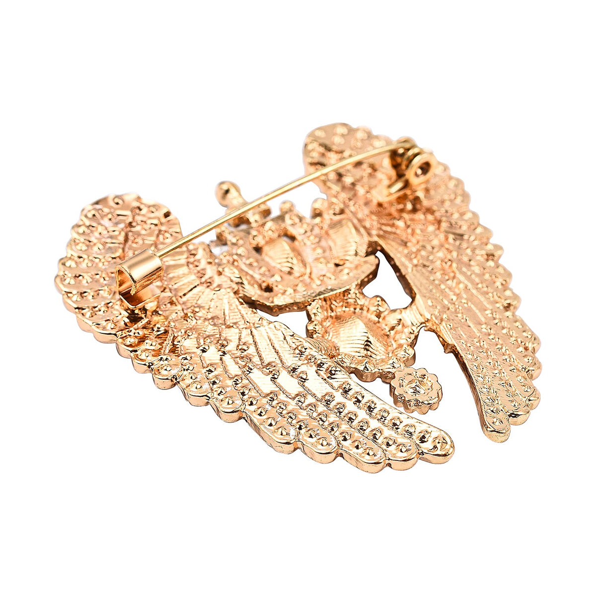 Simulated Red Topaz and White Austrian Crystal Brooch in Yellow Gold Tone 7505910 3
