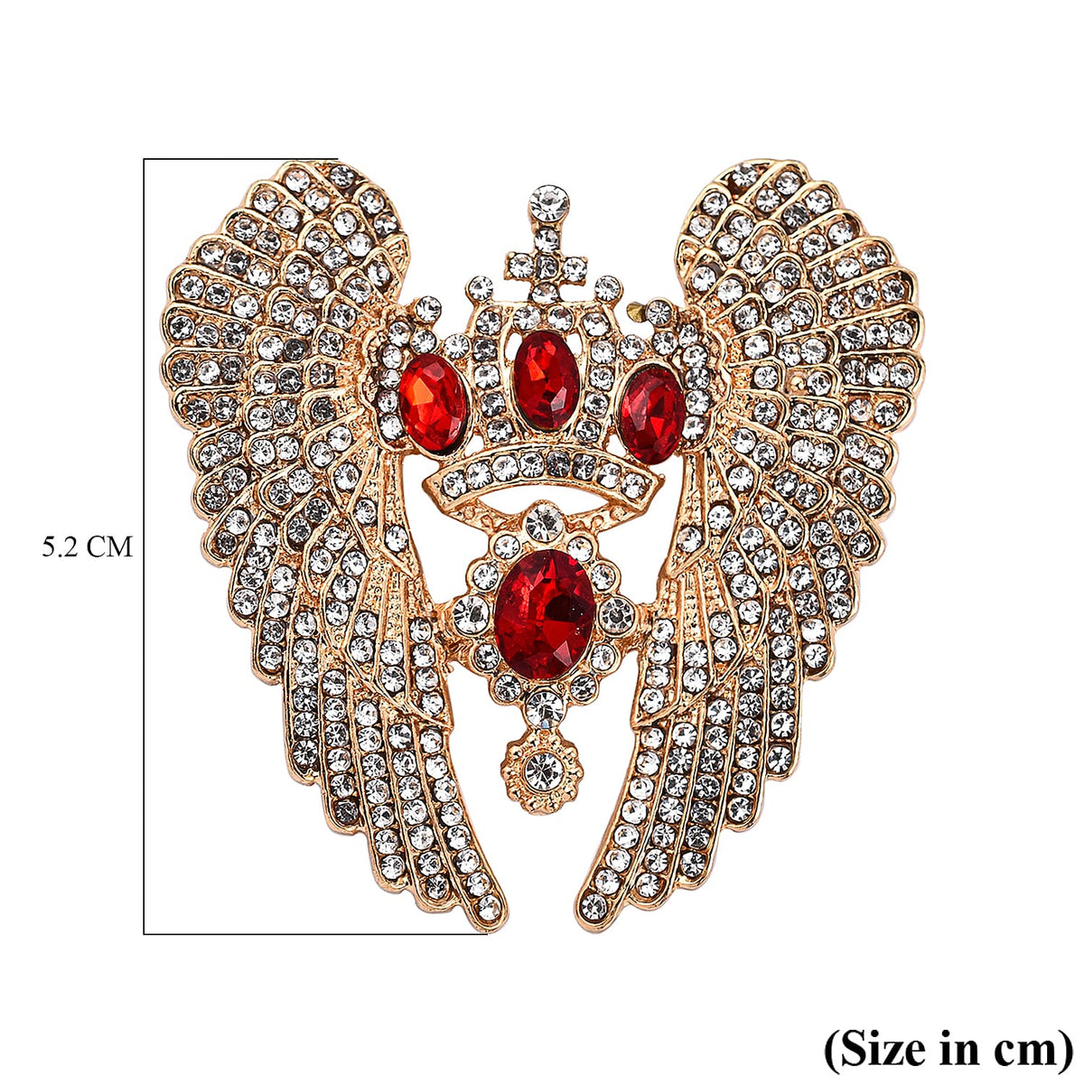 Simulated Red Topaz and White Austrian Crystal Brooch in Yellow Gold Tone 7505910 4