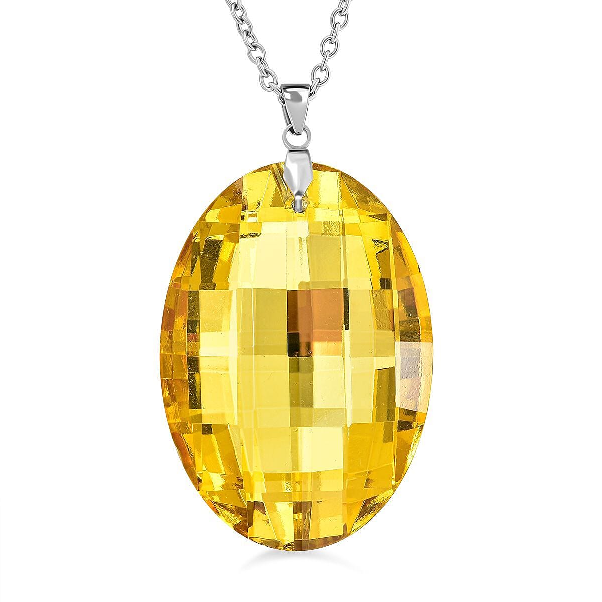 Simulated Yellow Sapphire 120 Ct. Pendant with Chain in Silver Tone 4054296 0