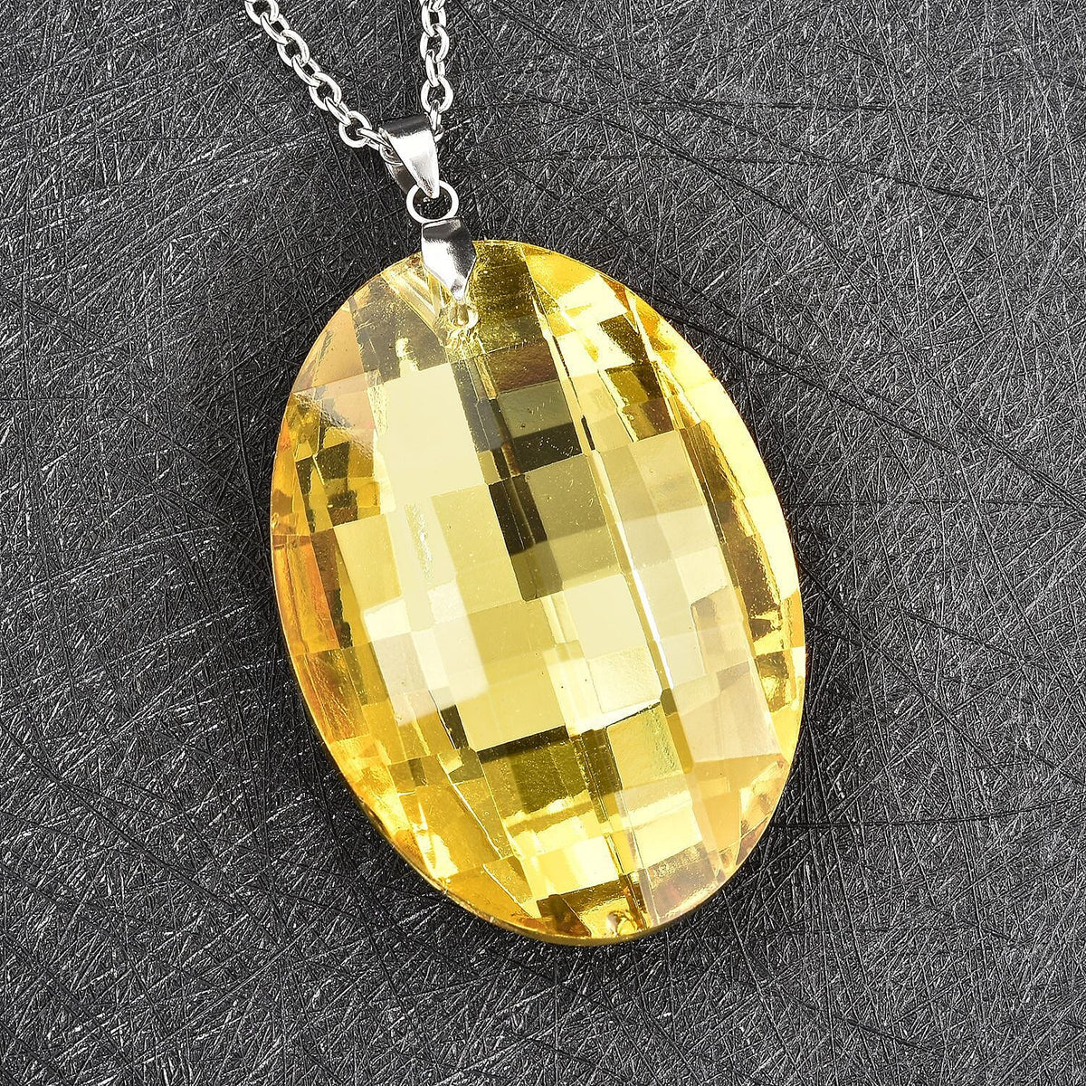 Simulated Yellow Sapphire 120 Ct. Pendant with Chain in Silver Tone 4054296 3