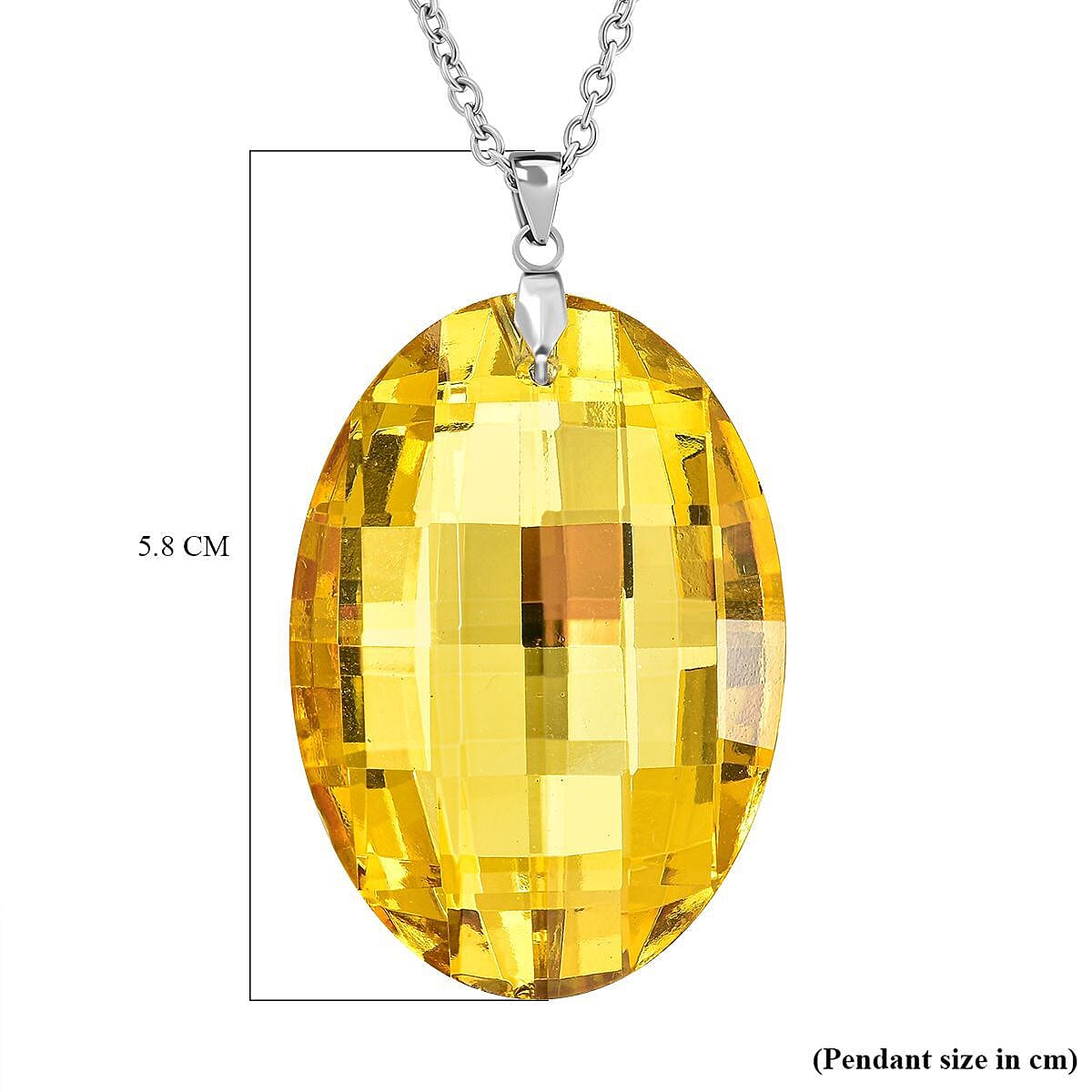 Simulated Yellow Sapphire 120 Ct. Pendant with Chain in Silver Tone 4054296 6