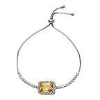 Simulated Yellow Sapphire & Simulated Diamond Bracelet (Size - 6-9) in Silver Tone 1.00 Ct.