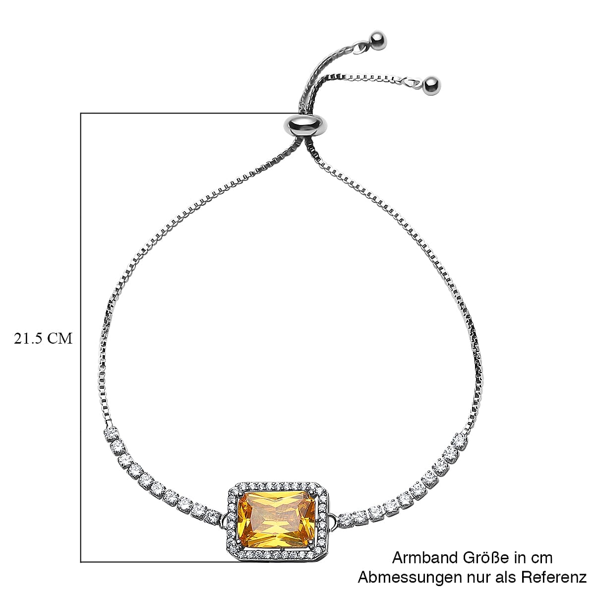 Simulated Yellow Sapphire &amp; Simulated Diamond Bracelet (Size - 6-9) in Silver Tone 1.00 Ct. 7300902 4