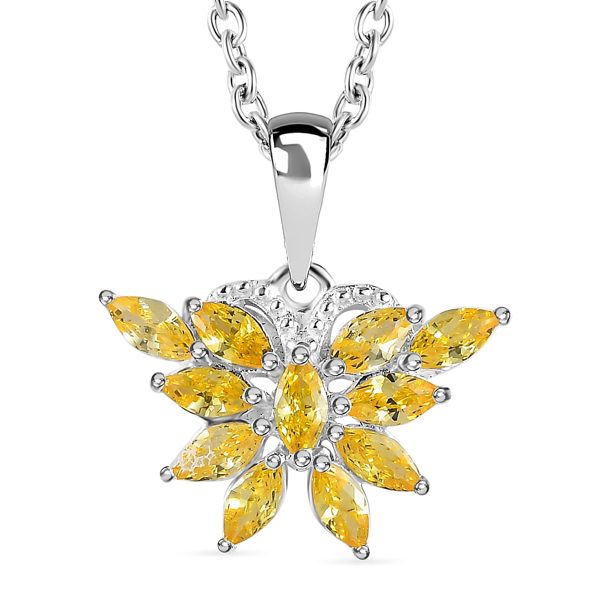 Simulated Yellow Sapphire Sterling Silver Butterfly Pendant with Chain (Size 20) 1.16 Ct. 4171529 0