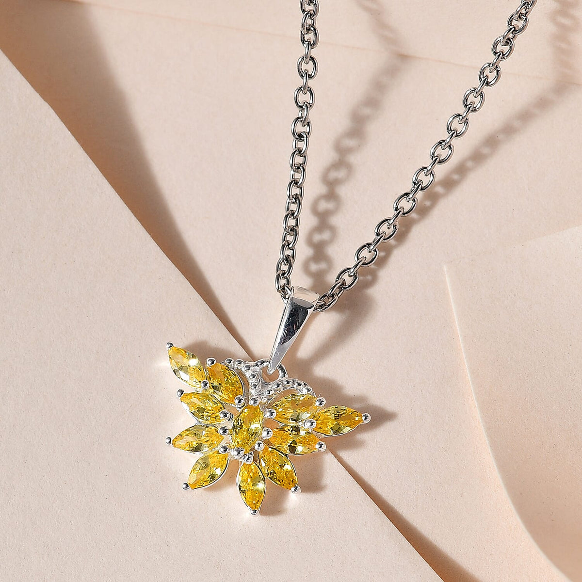 Simulated Yellow Sapphire Sterling Silver Butterfly Pendant with Chain (Size 20) 1.16 Ct. 4171529 3