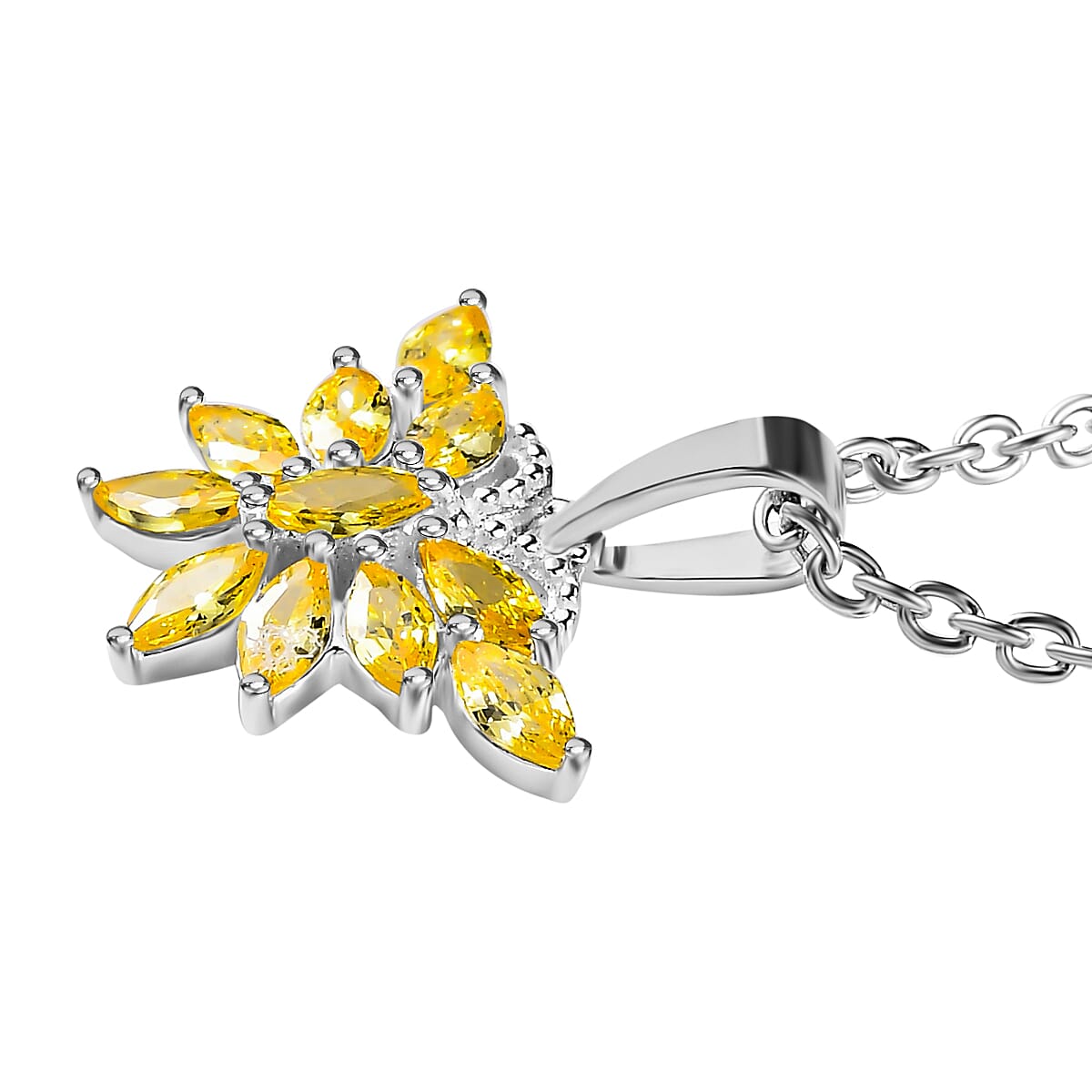 Simulated Yellow Sapphire Sterling Silver Butterfly Pendant with Chain (Size 20) 1.16 Ct. 4171529 4