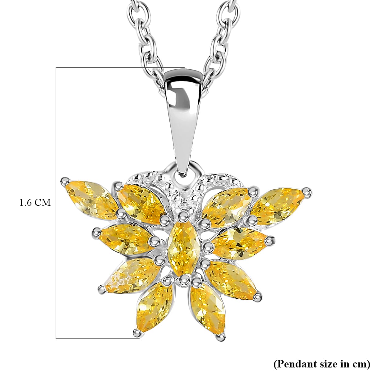 Simulated Yellow Sapphire Sterling Silver Butterfly Pendant with Chain (Size 20) 1.16 Ct. 4171529 6