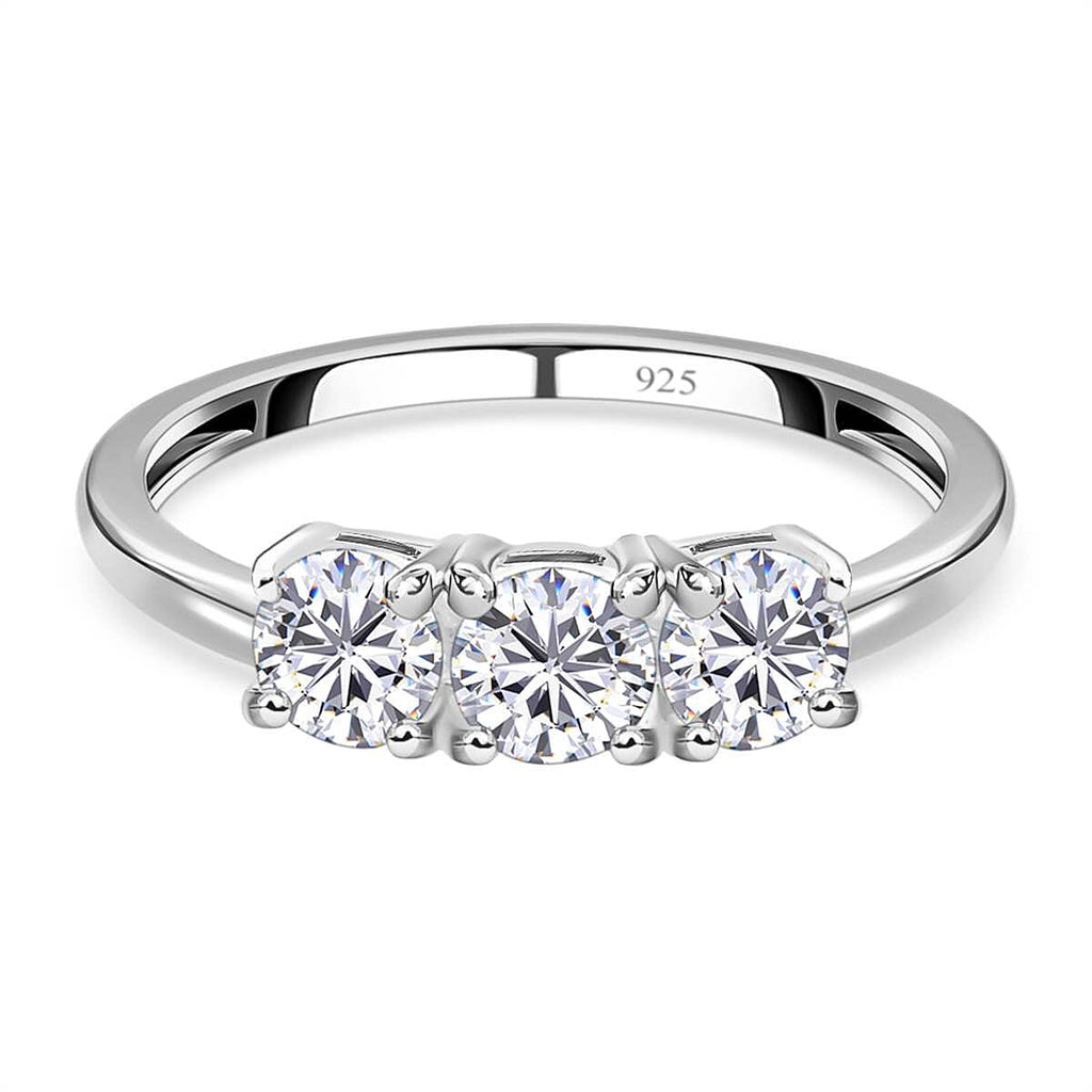 NY Close Out - Simulated Diamond Trilogy Ring in Sterling Silver