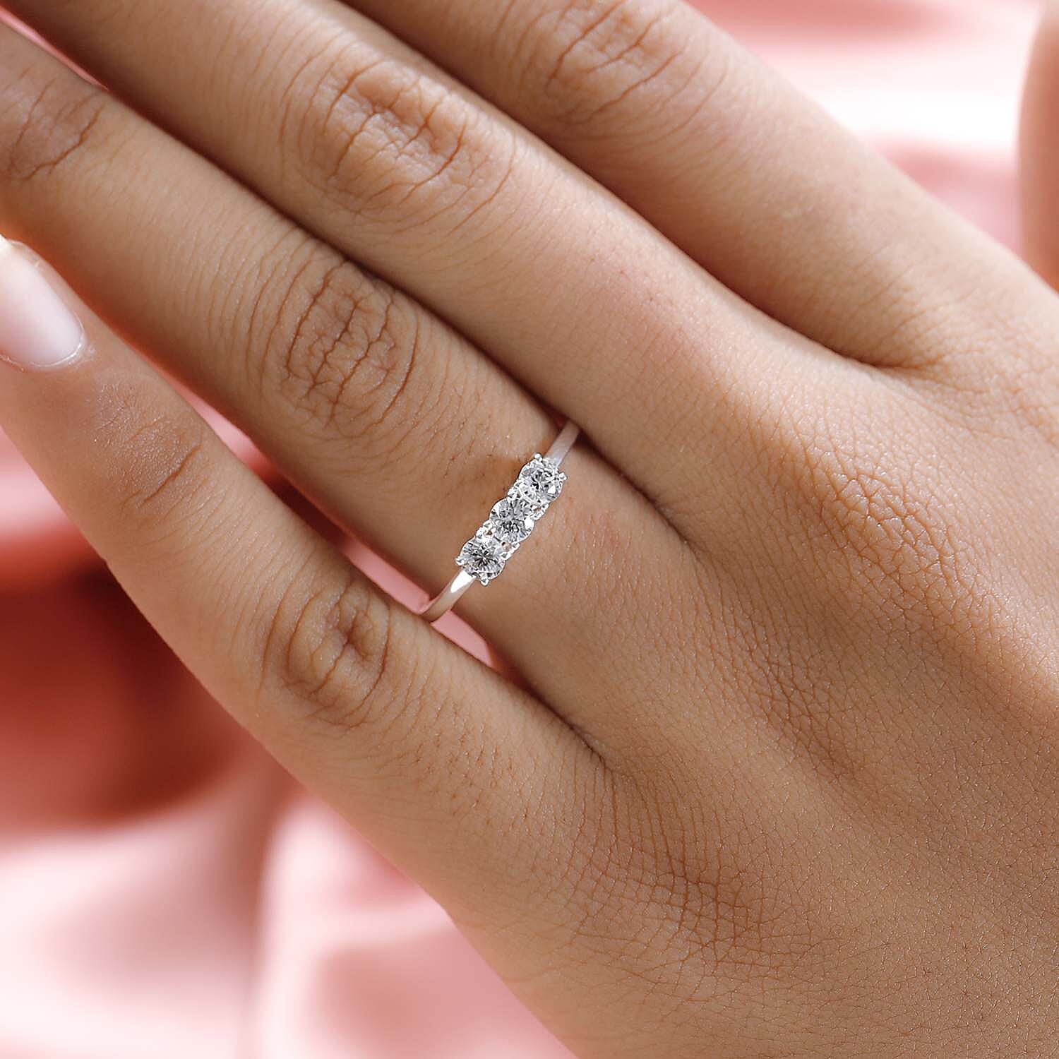 Simulated diamond three-stone ring in Sterling silver 7271241 6