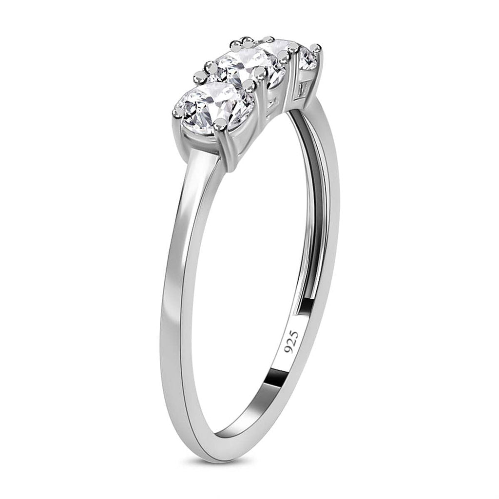 NY Close Out - Simulated Diamond Trilogy Ring in Sterling Silver