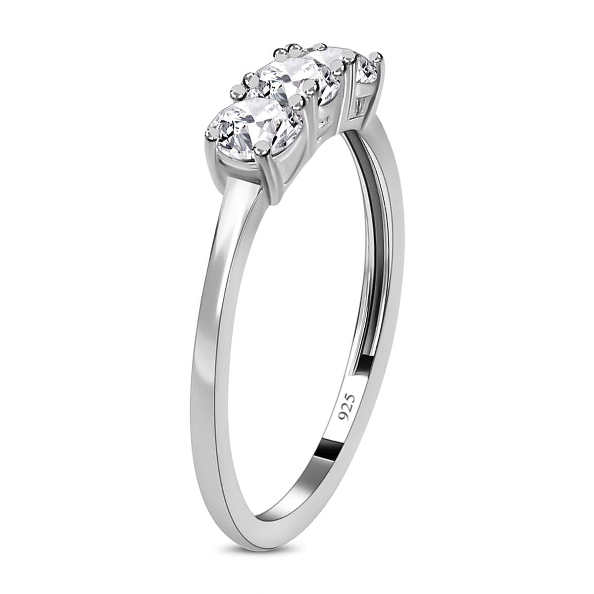 Simulated diamond three-stone ring in Sterling silver 7271241 8