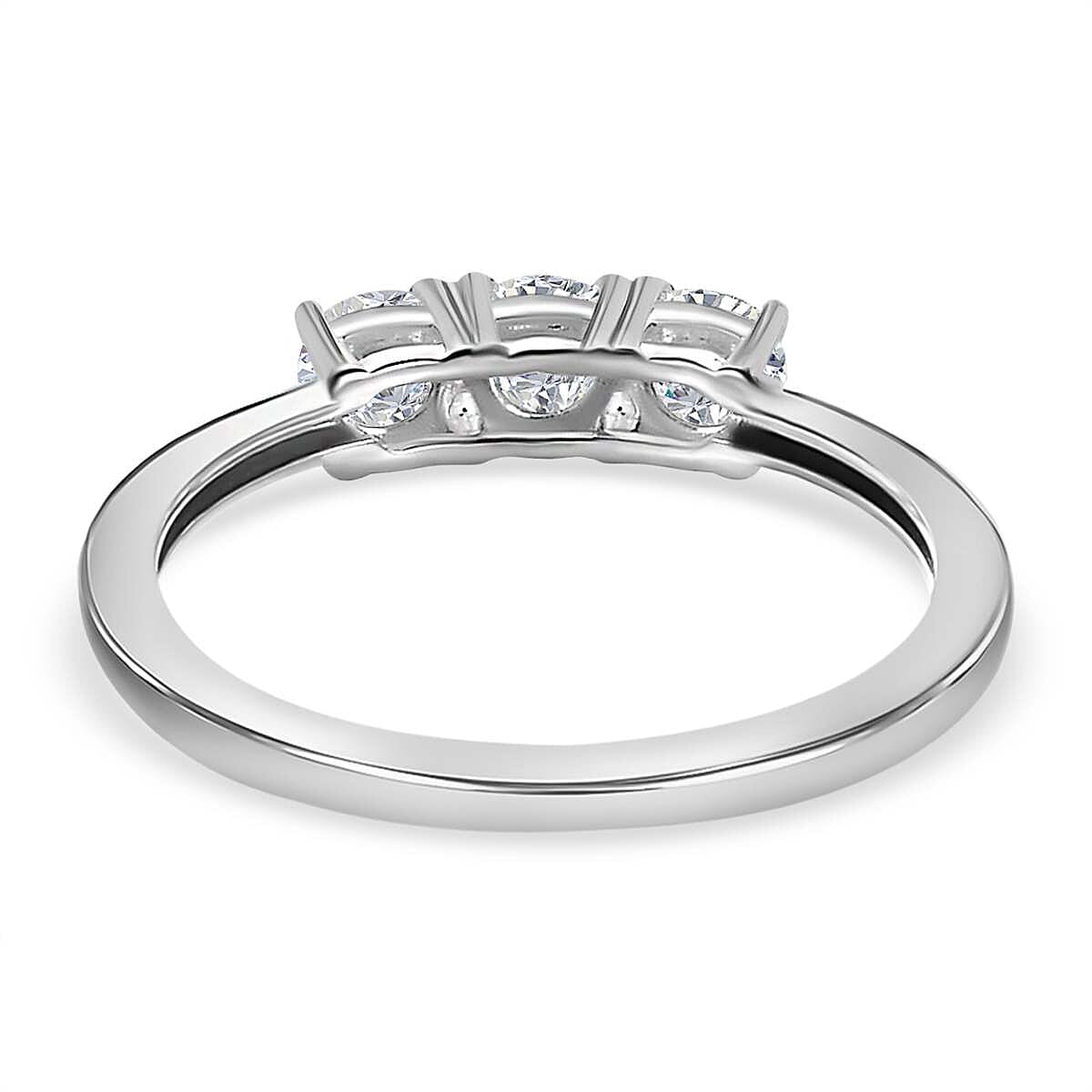 Simulated diamond three-stone ring in Sterling silver 7271241 10