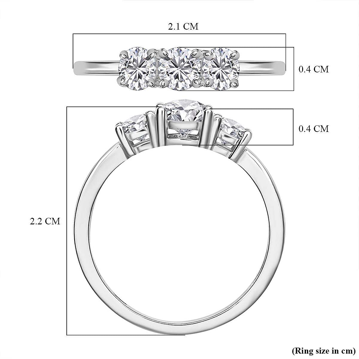 Simulated diamond three-stone ring in Sterling silver 7271241 12