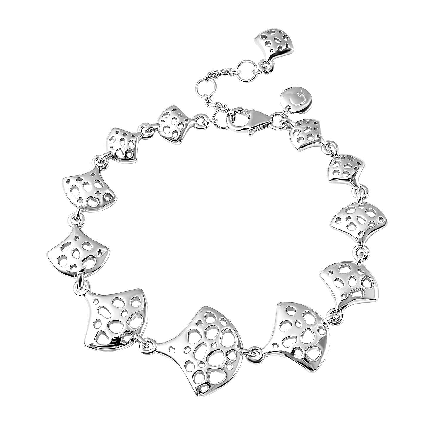Rachel Galley Cala Shell Collection - Rhodium Overlay Sterling Silver Bracelet (Size - 8), Silver Wt. 16.2 Gms 3861602 0